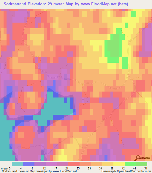 Sodrastrand,Finland Elevation Map