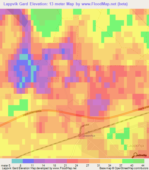 Lappvik Gard,Finland Elevation Map