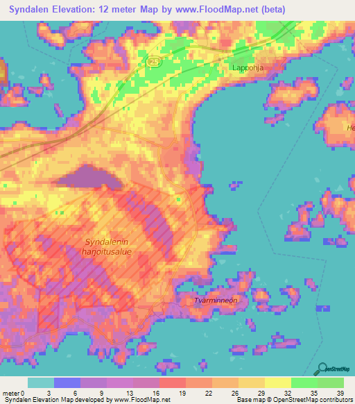 Syndalen,Finland Elevation Map