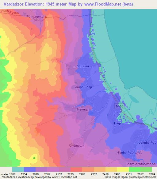 Vardadzor,Armenia Elevation Map