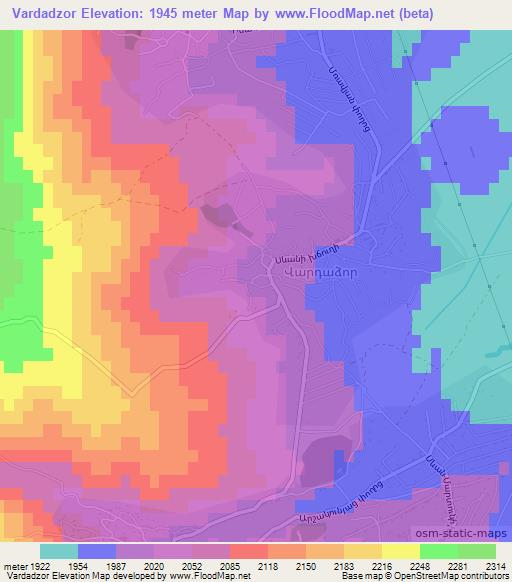 Vardadzor,Armenia Elevation Map