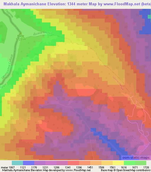 Makhala Aymanichane,Bulgaria Elevation Map