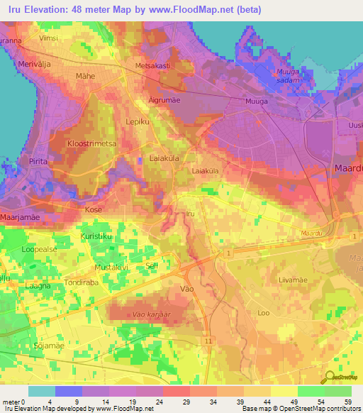 Iru,Estonia Elevation Map
