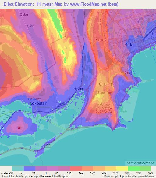 Eibat,Azerbaijan Elevation Map