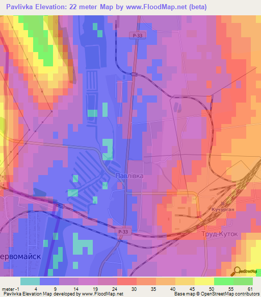Pavlivka,Ukraine Elevation Map