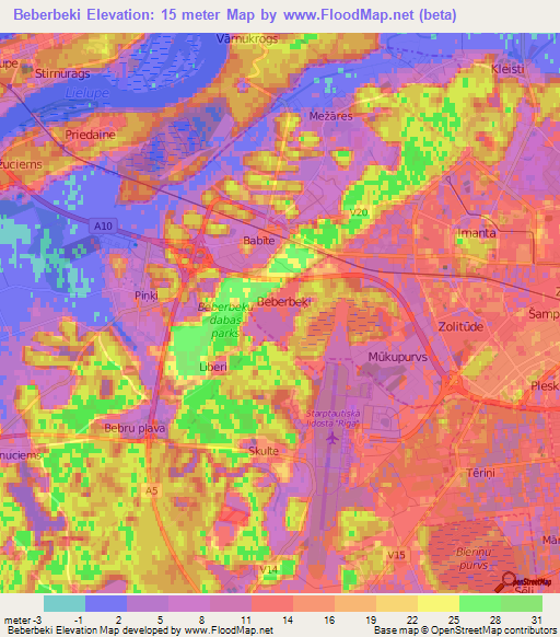 Beberbeki,Latvia Elevation Map