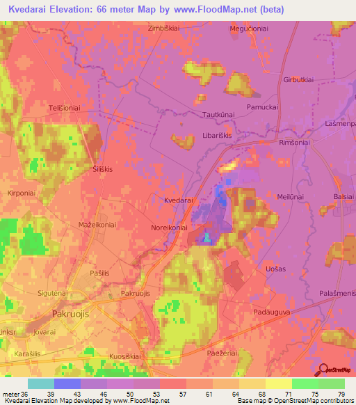 Kvedarai,Lithuania Elevation Map