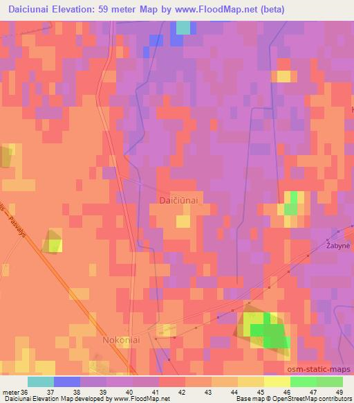 Daiciunai,Lithuania Elevation Map