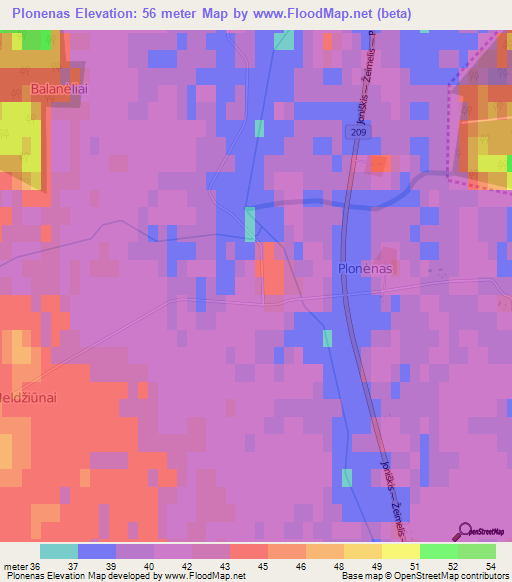 Plonenas,Lithuania Elevation Map