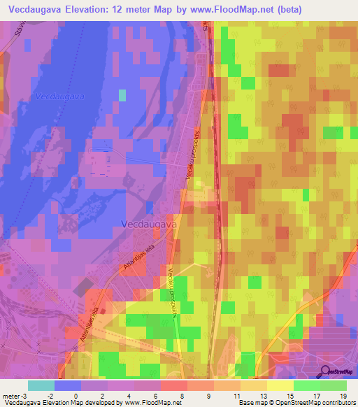 Vecdaugava,Latvia Elevation Map