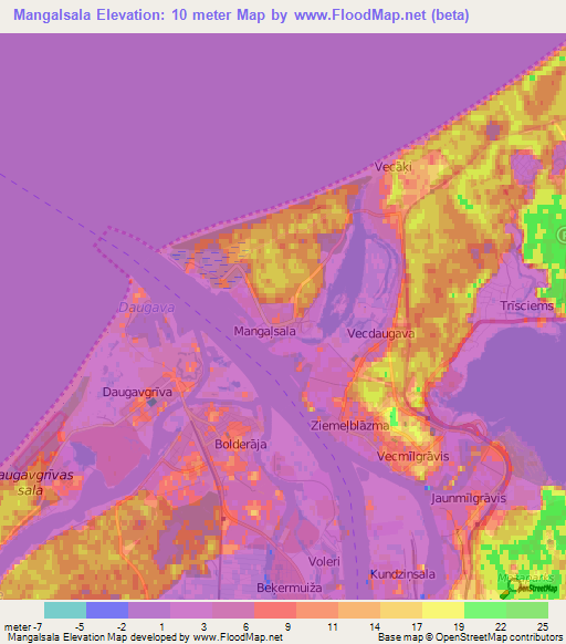 Mangalsala,Latvia Elevation Map