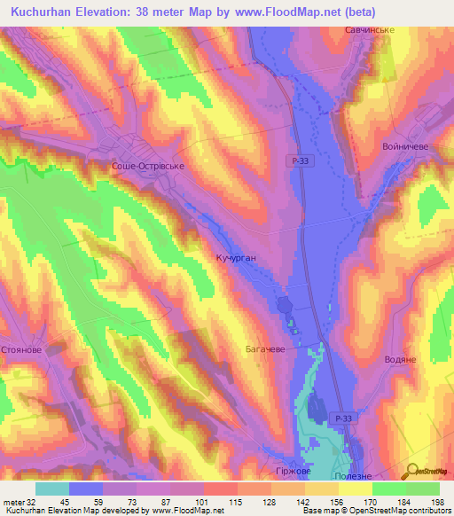 Kuchurhan,Ukraine Elevation Map