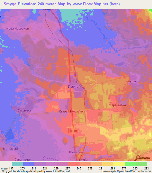 Smyga,Ukraine Elevation Map