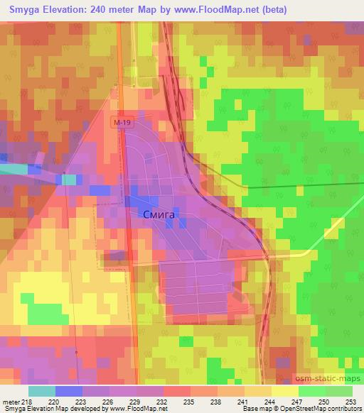 Smyga,Ukraine Elevation Map