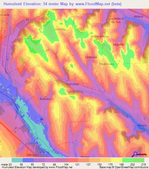 Humulesti,Moldova Elevation Map