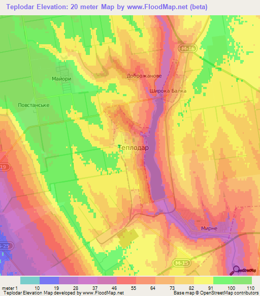 Teplodar,Ukraine Elevation Map