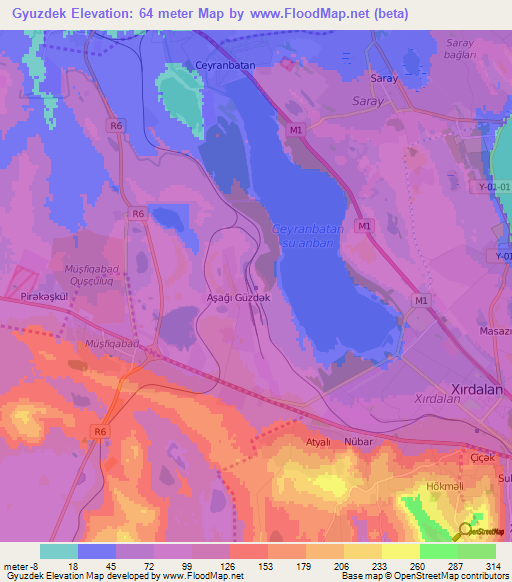 Gyuzdek,Azerbaijan Elevation Map