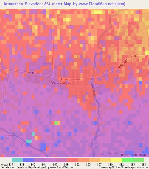 Arratashen,Armenia Elevation Map