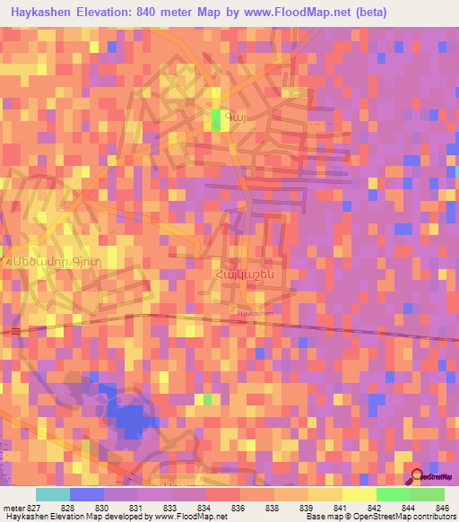 Haykashen,Armenia Elevation Map