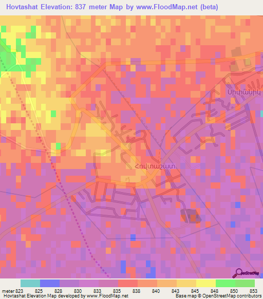 Hovtashat,Armenia Elevation Map