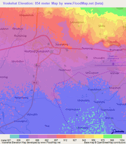 Voskehat,Armenia Elevation Map