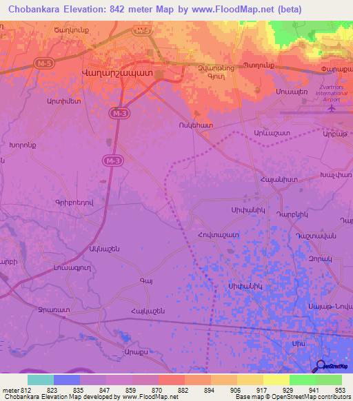 Chobankara,Armenia Elevation Map