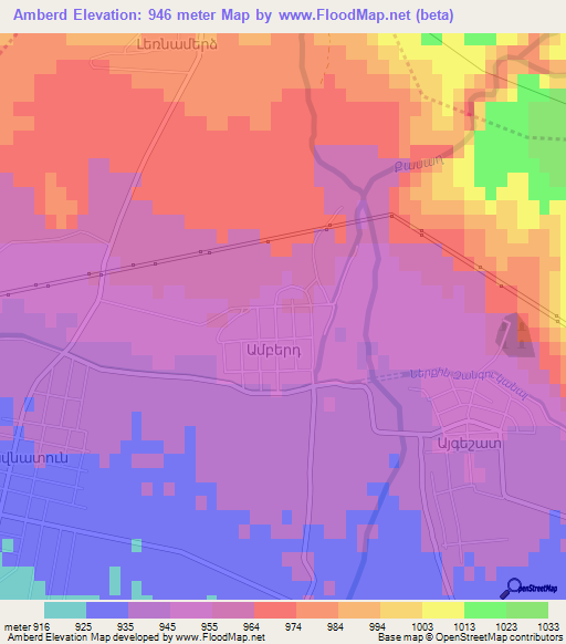 Amberd,Armenia Elevation Map