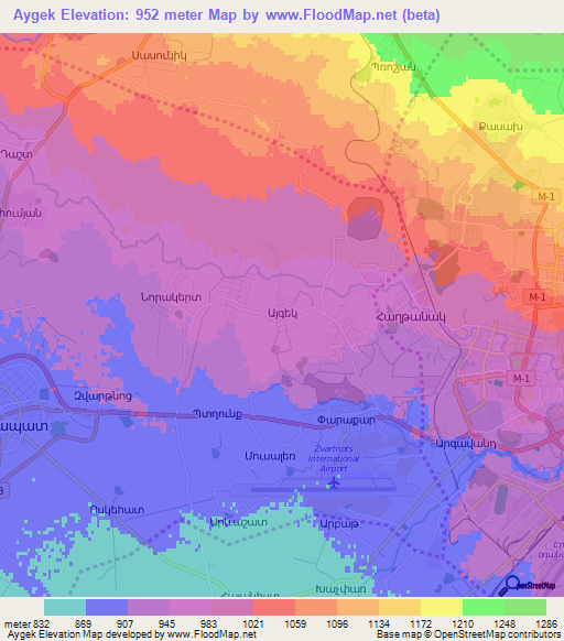 Aygek,Armenia Elevation Map
