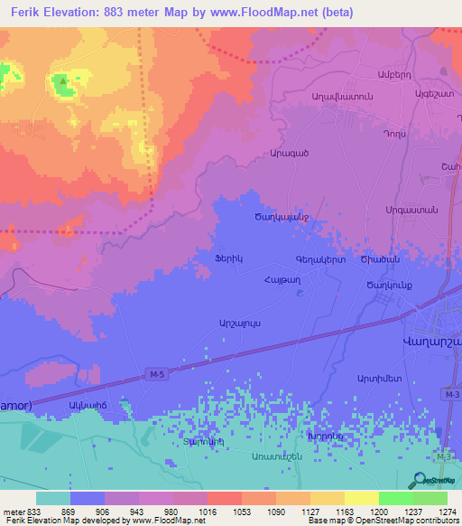 Ferik,Armenia Elevation Map