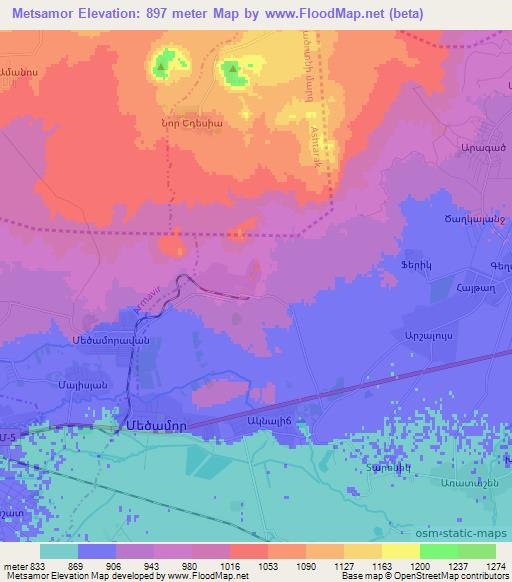 Metsamor,Armenia Elevation Map