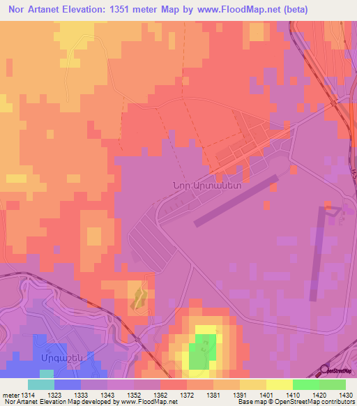 Nor Artanet,Armenia Elevation Map