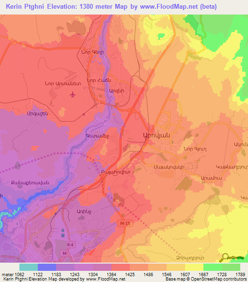 Kerin Ptghni,Armenia Elevation Map
