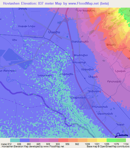 Hovtashen,Armenia Elevation Map