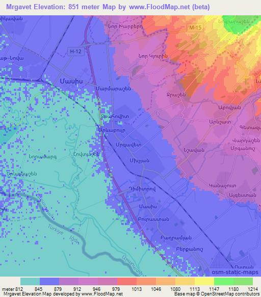 Mrgavet,Armenia Elevation Map