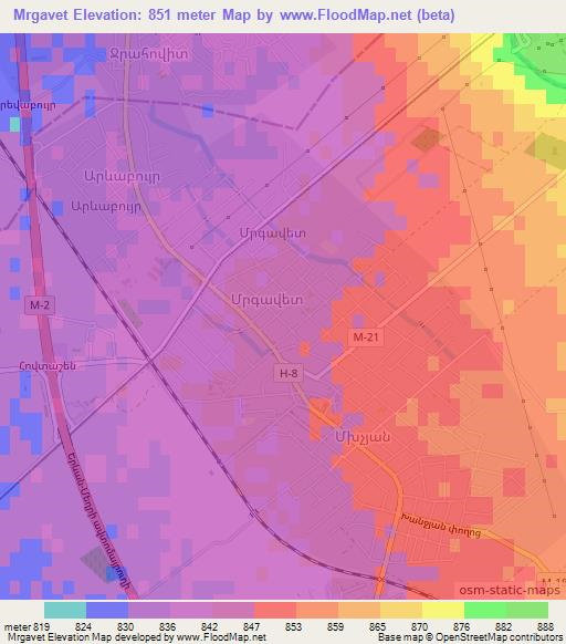 Mrgavet,Armenia Elevation Map