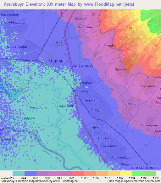 Arevabuyr,Armenia Elevation Map