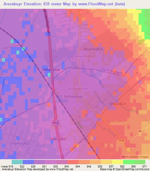Arevabuyr,Armenia Elevation Map