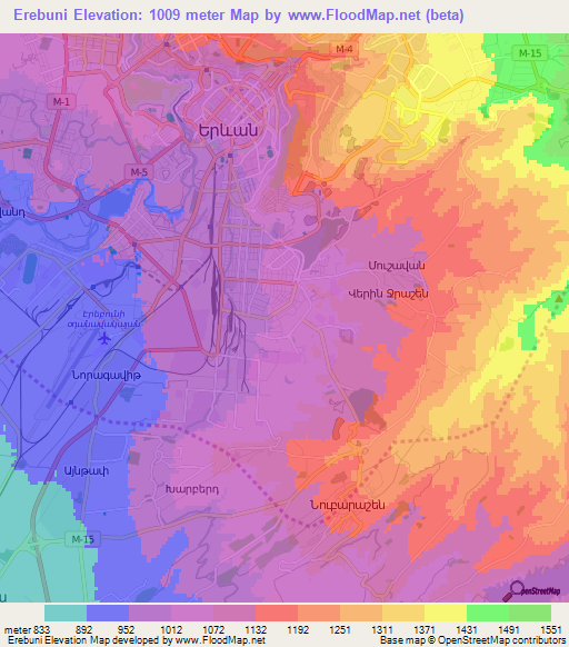 Erebuni,Armenia Elevation Map