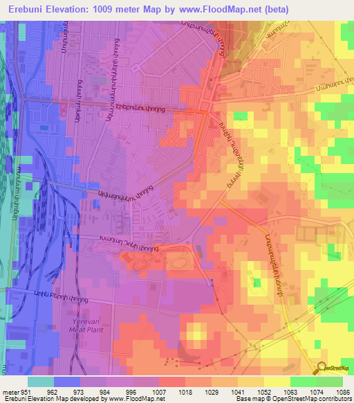 Erebuni,Armenia Elevation Map