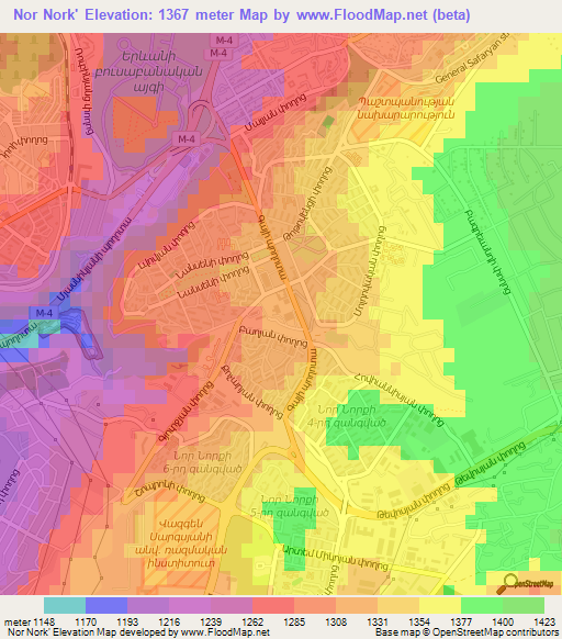 Nor Nork',Armenia Elevation Map