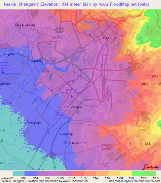 Nerkin Shengavit',Armenia Elevation Map