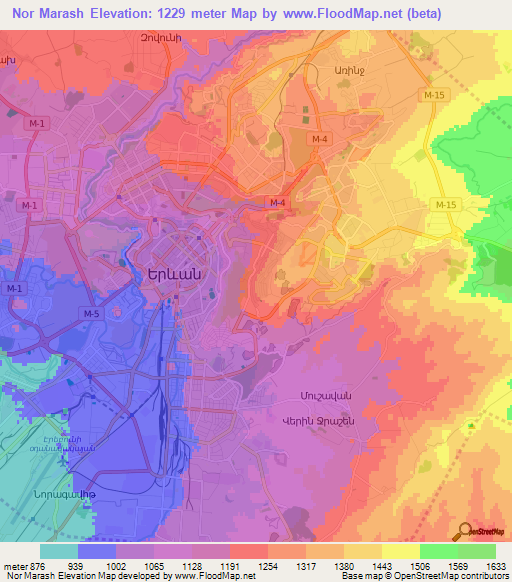 Nor Marash,Armenia Elevation Map