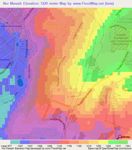 Nor Marash,Armenia Elevation Map
