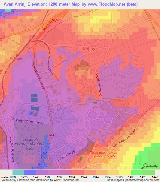 Avan-Arrinj,Armenia Elevation Map