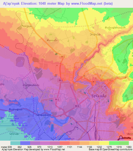 Aj'ap'nyak,Armenia Elevation Map