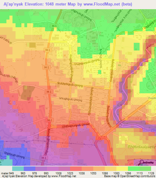 Aj'ap'nyak,Armenia Elevation Map