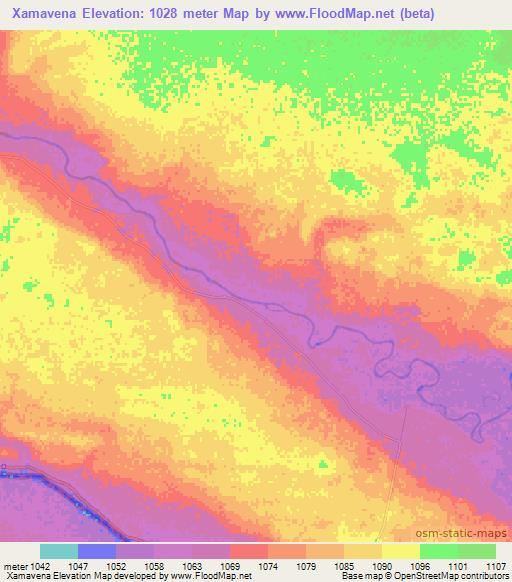 Xamavena,Angola Elevation Map