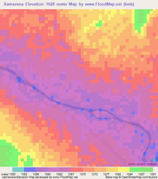 Xamavena,Angola Elevation Map