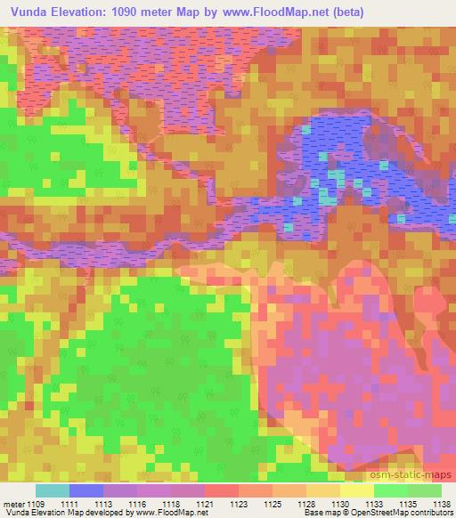 Vunda,Angola Elevation Map