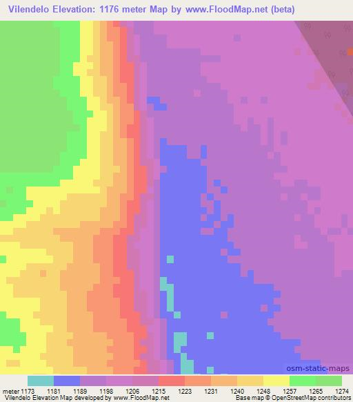Vilendelo,Angola Elevation Map